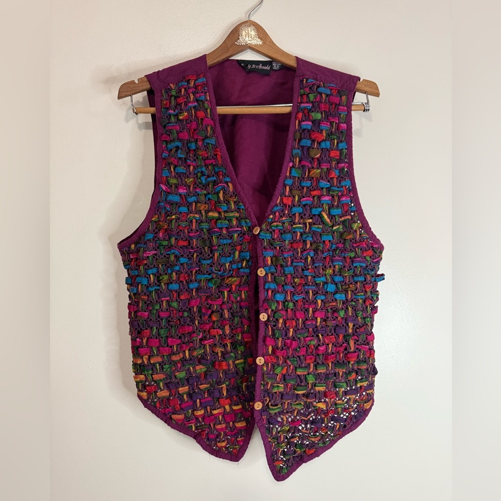 Shelly & Arnold Vintage Colorful Woven Cotton Vest in size 1X